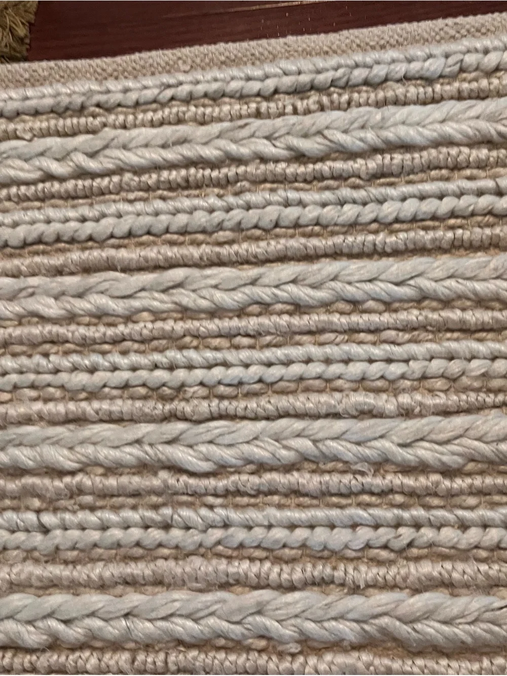 Pottery Barn Cream and Tan Braided Cotton Rug-Style Bath Mat